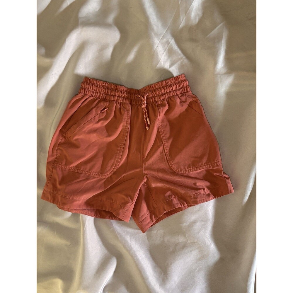 Athleta Girl Orange Running Shorts Girls Size M 8-10 Zipper Pockets Athletic